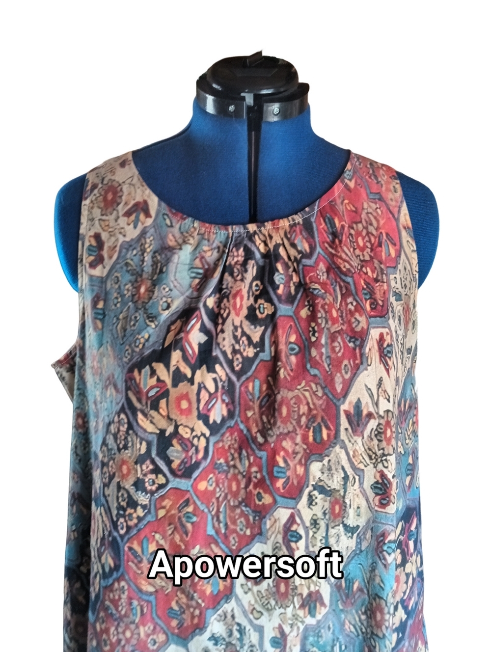 Tapestry Print A-Line Maxi Tank Dress Boho Style Size 2XL - Picture 3 of 5